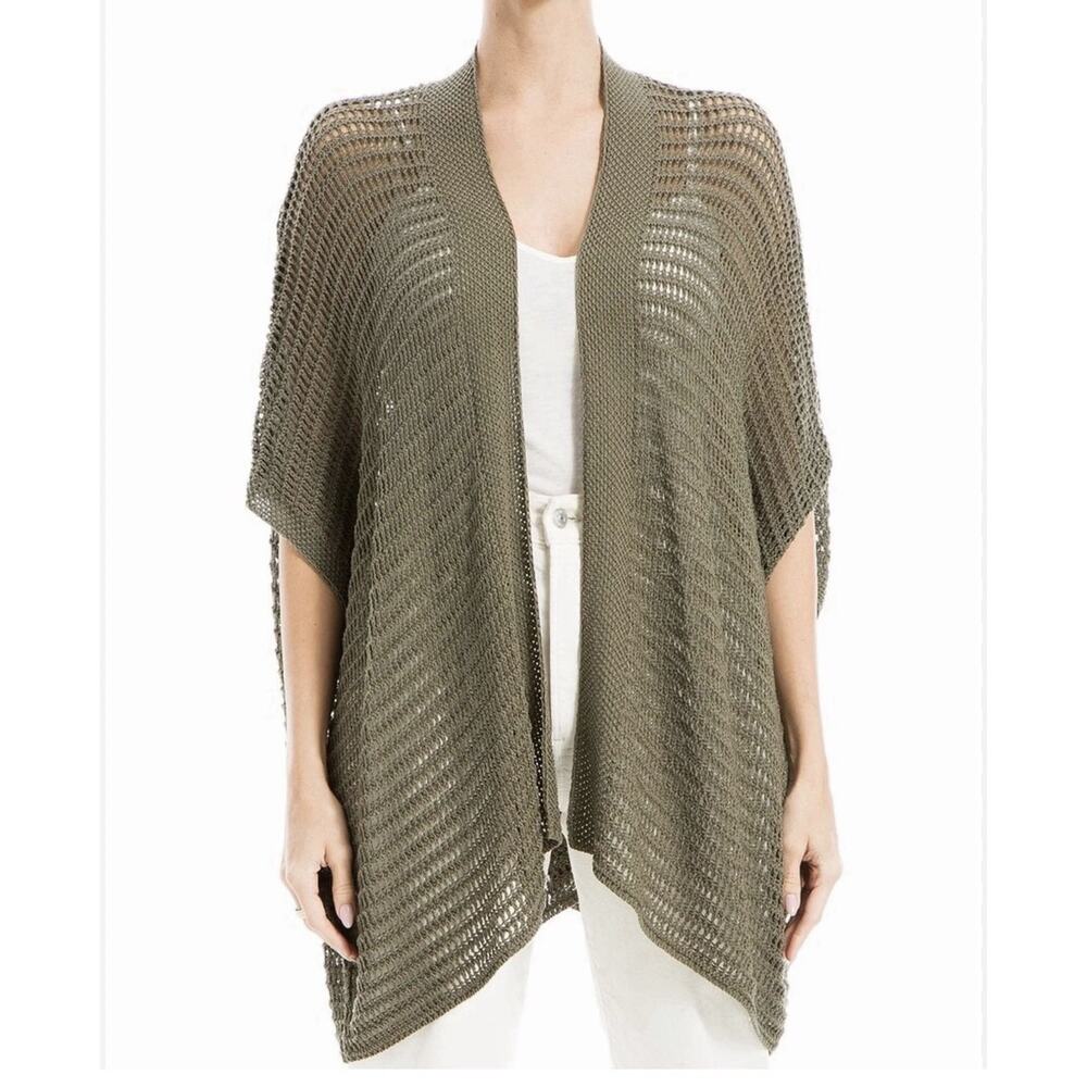 NWT Max Studio Linen Open Knit Cardigan Small Shrug Loose Crochet Dolman Summer